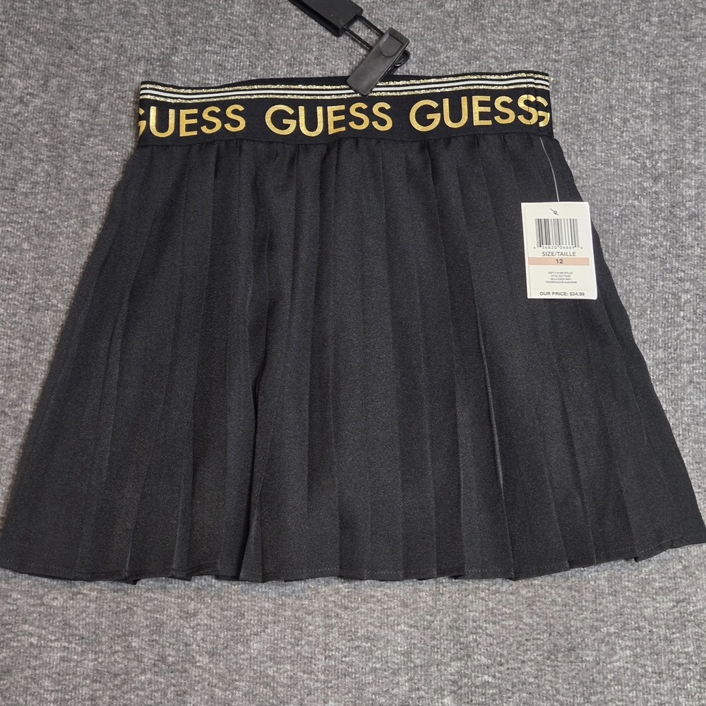 Girls Guess Bella Cheer Skirt Sz 12‎ Black Pleated Skort